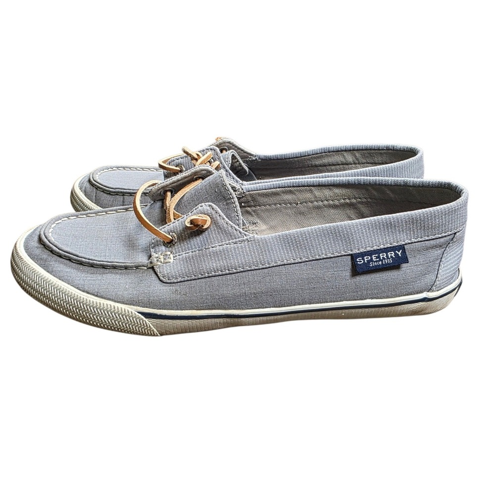 Sperry Top-Sider Crest Vibe Grey Canvas Boat Shoes Womens 9.5 STS80687